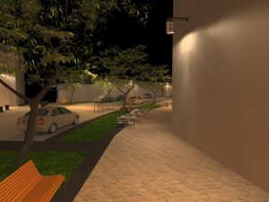 vue 3D dialux evo d'un centre ville