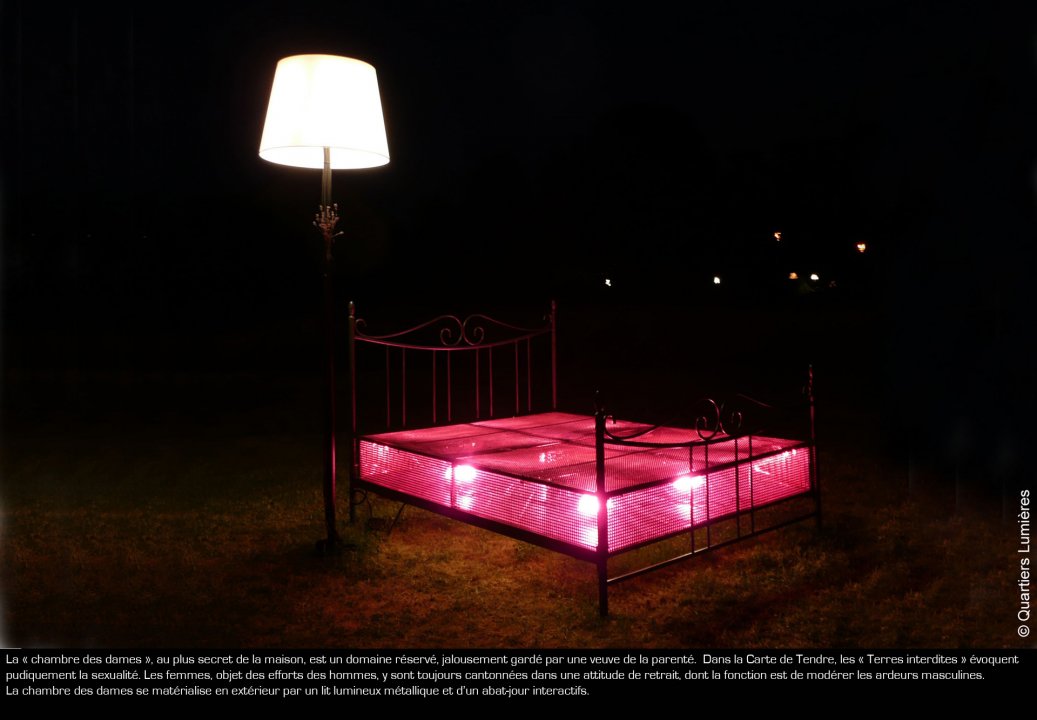 ls s’arrêtent alors devant des scénographies « fixes » déclinant arts plastiques, lumières, vidéos et sons.