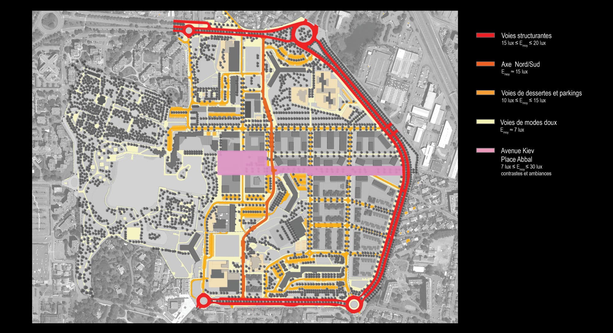 cartographie de classement des voies d'un quartier à Toulouse