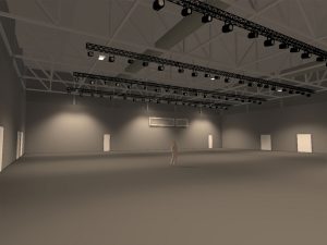 rail d'éclairage dans une salle de spectacle