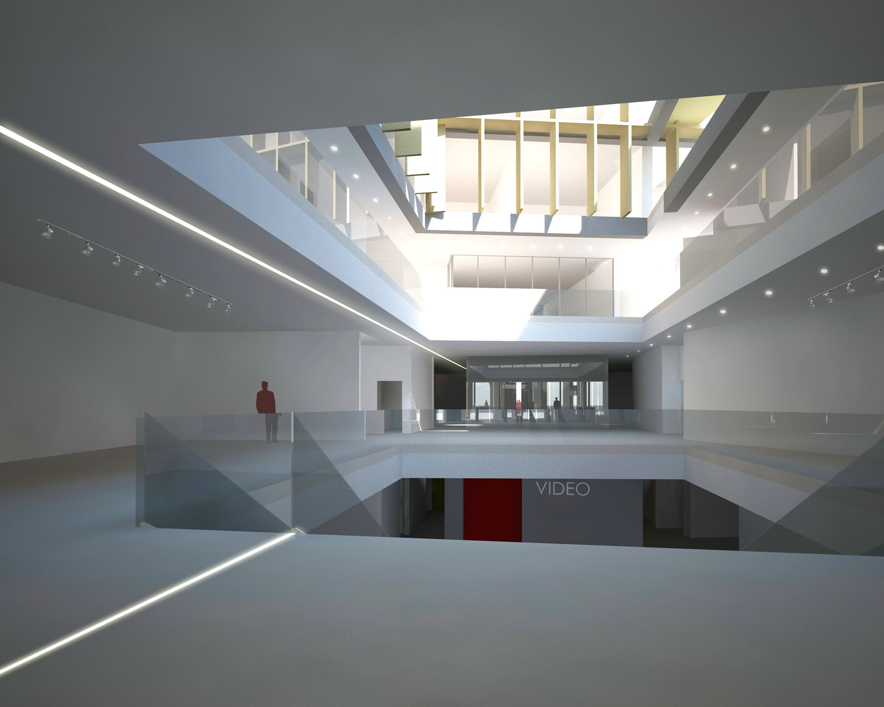 vue 3D d'un batiment avec lumiere naturelle