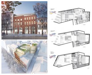 plan et vue infographie d'un bâtiment