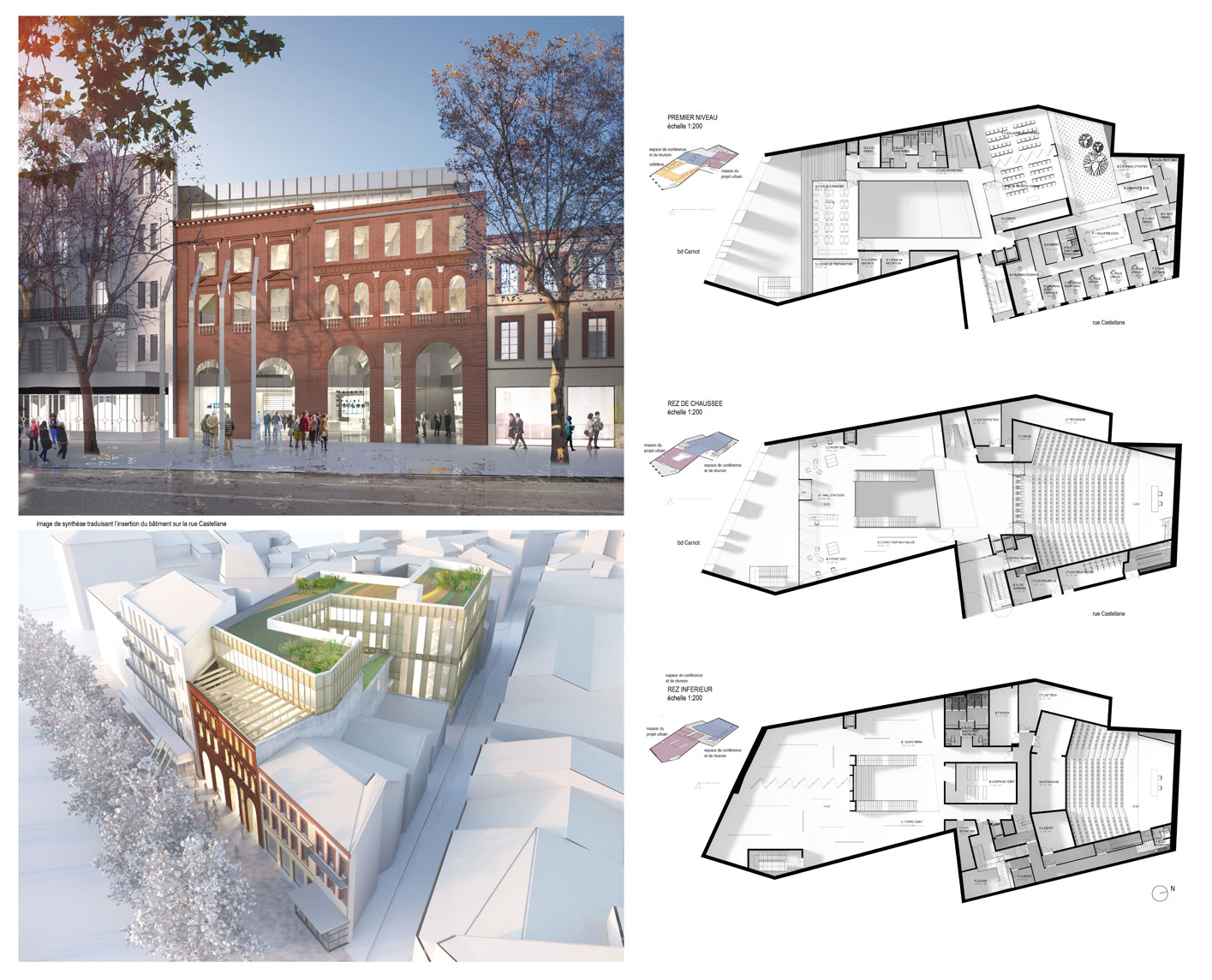 plan et vue infographie d'un bâtiment