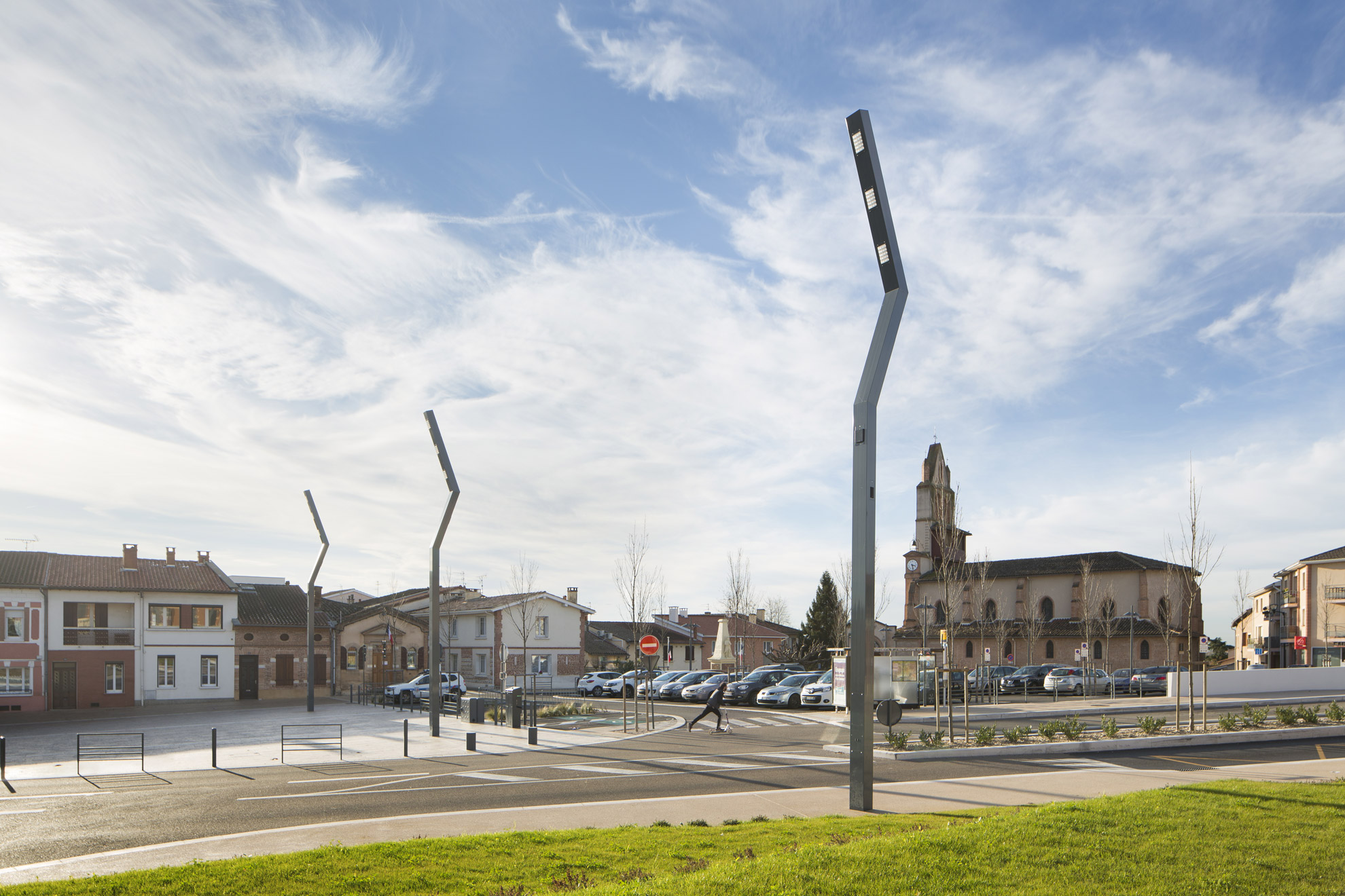 mat éclairage carré public projecteurs led