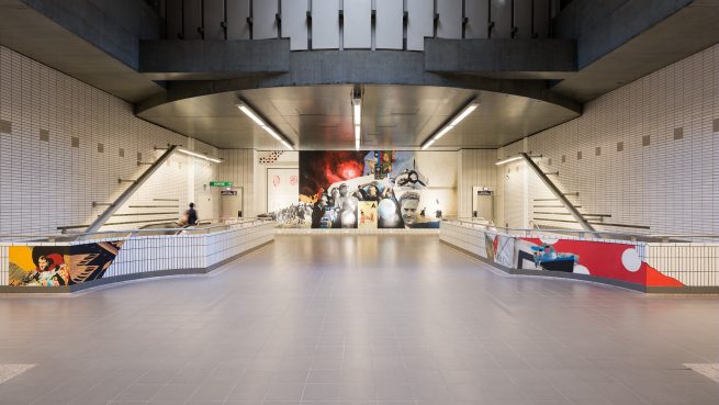 oeuvre d'art à la station Mermoz du métro de toulouse
