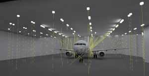 visées d'appareils d'éclairage dans une étude d'éclairage industriel