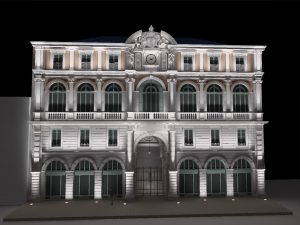 éclairage architectural d'un hotel de ville
