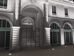 éclairage architectural d'un porche d'entrée