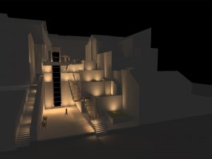 espace public modélisé avec dialux evo et simulation lumiere