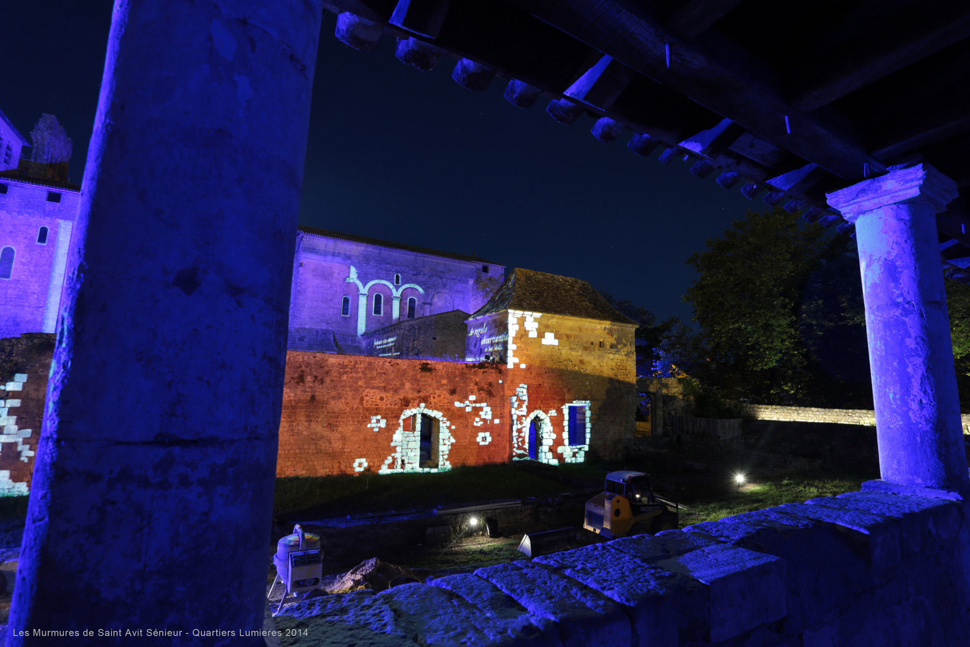 projection d'images gobo sur une abbaye en dordogne