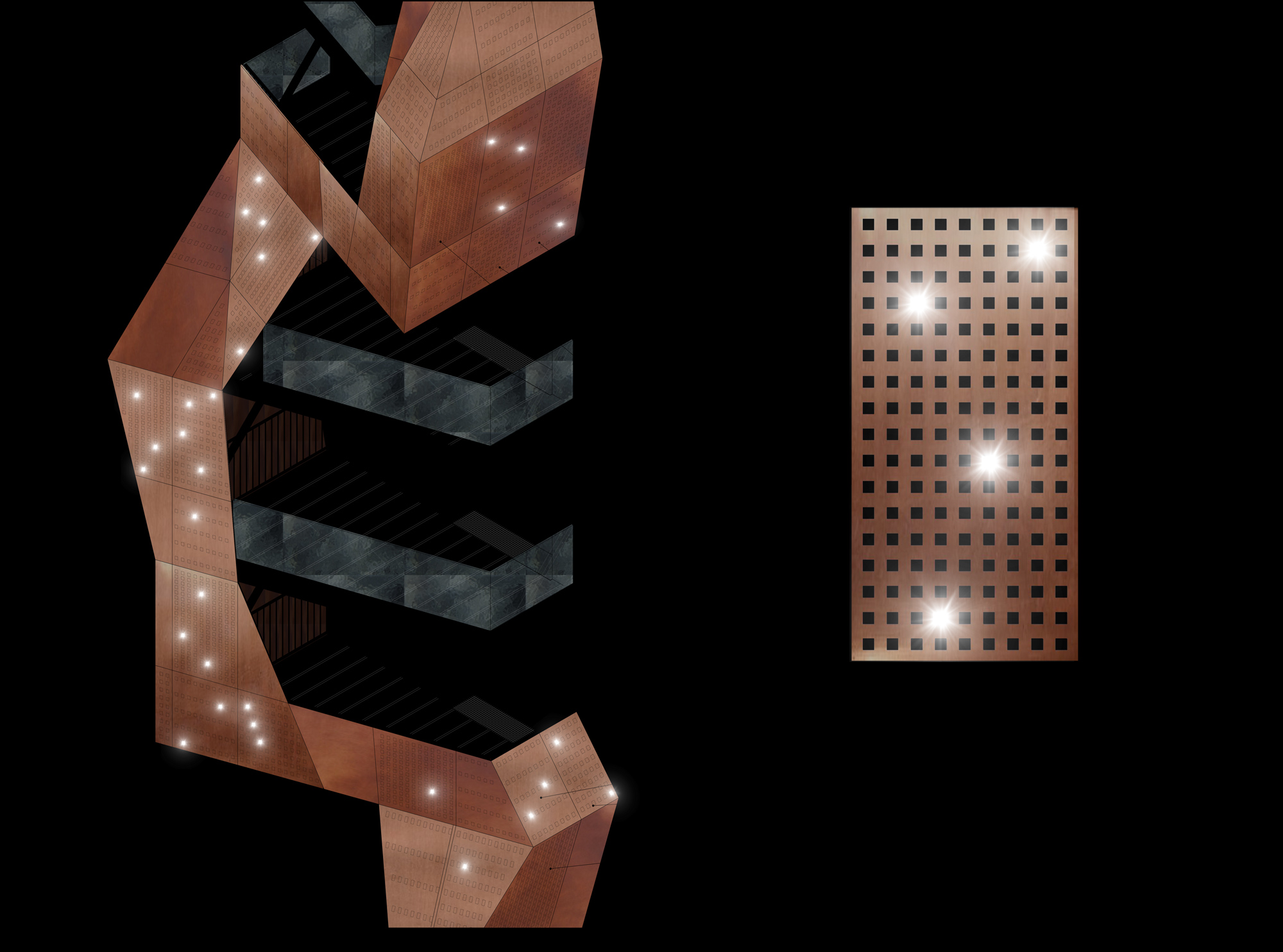 eclats de lumière sur grille