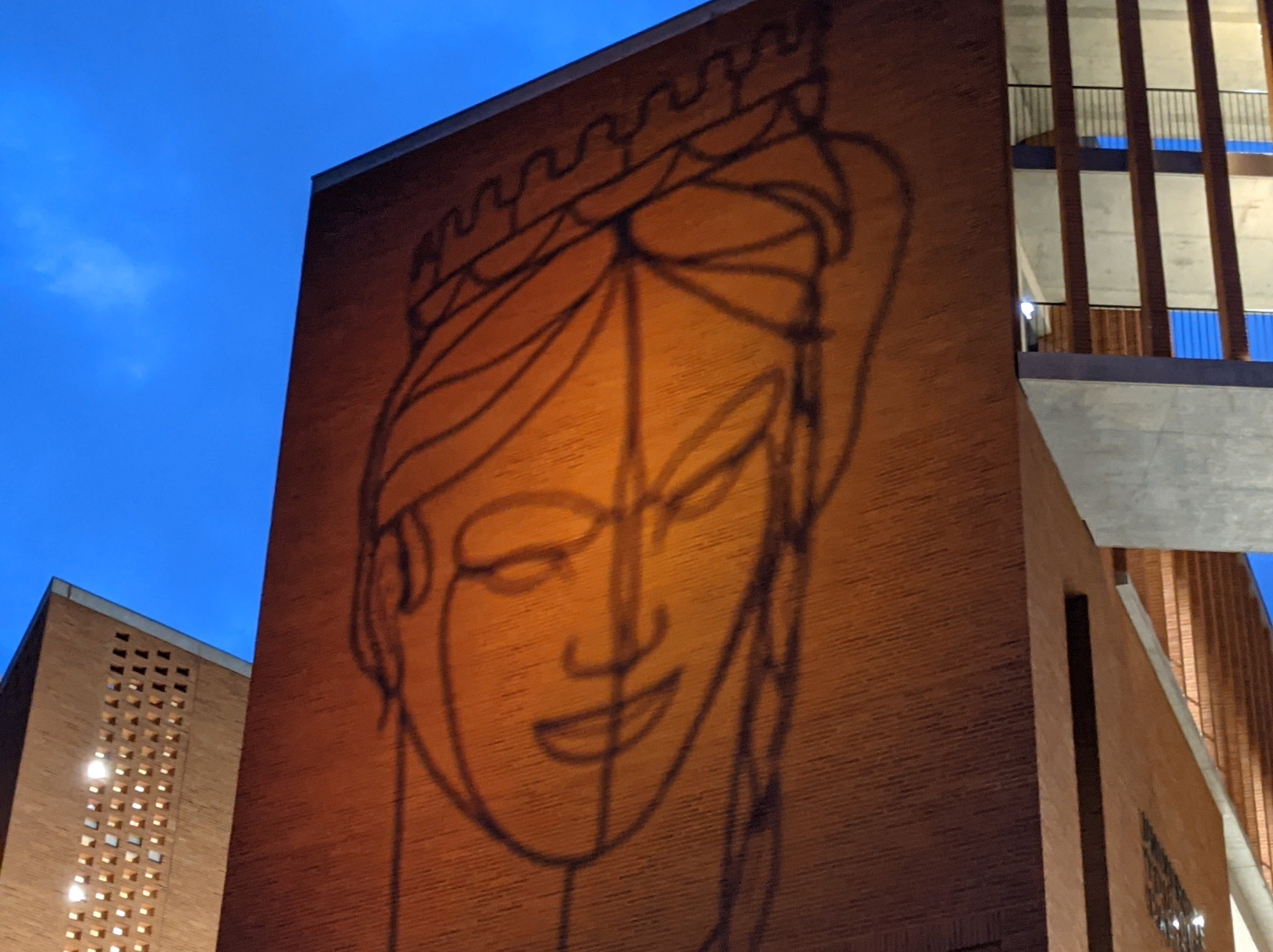 ombre projetée sur mur de tête en fil de fer 