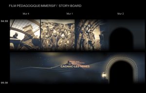 extrait du storyboard pour la vidéo du film immersif au musée de la mine de cagnac