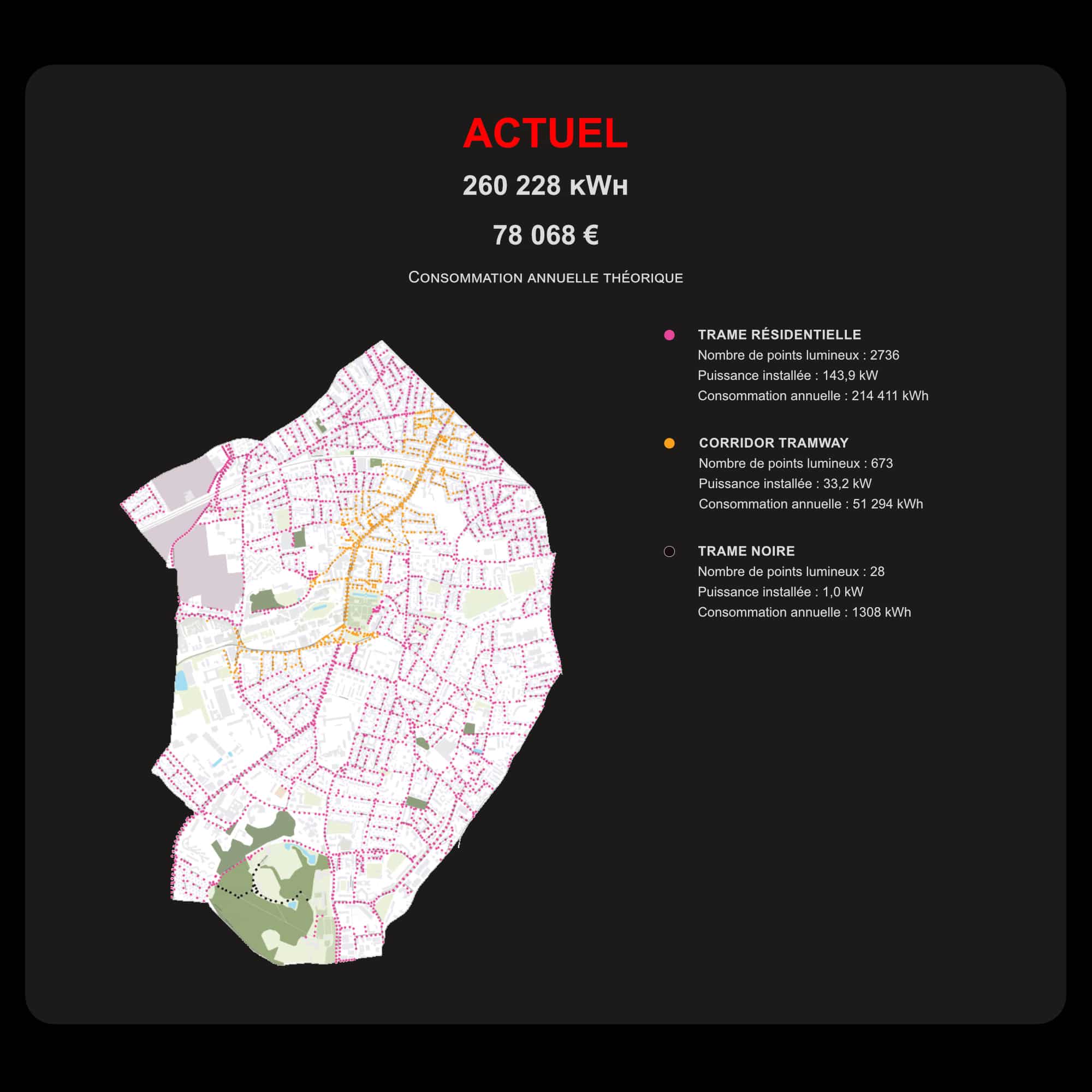 répartition des zones de régulation de l'éclairage public a talence