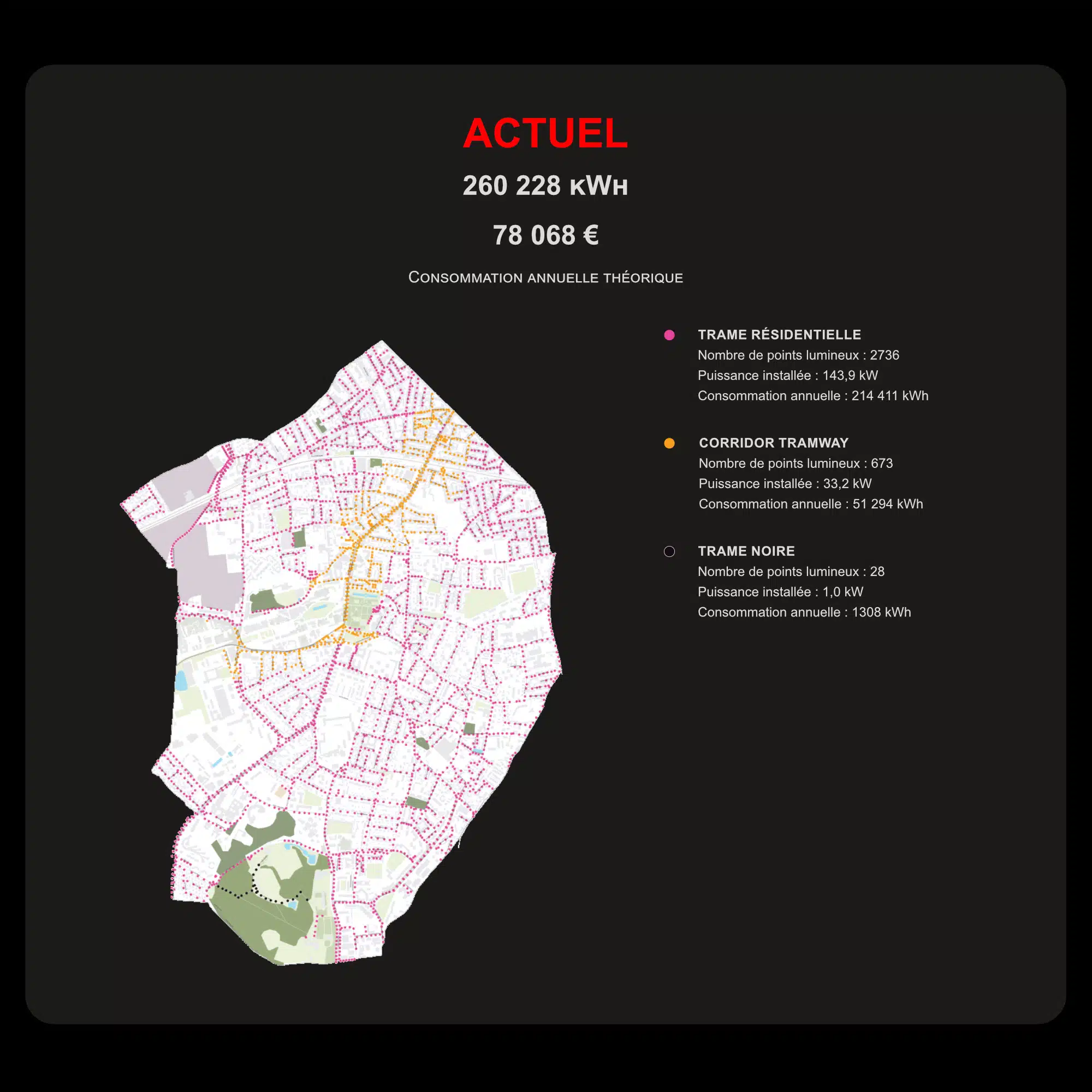 répartition des zones de régulation de l'éclairage public a talence