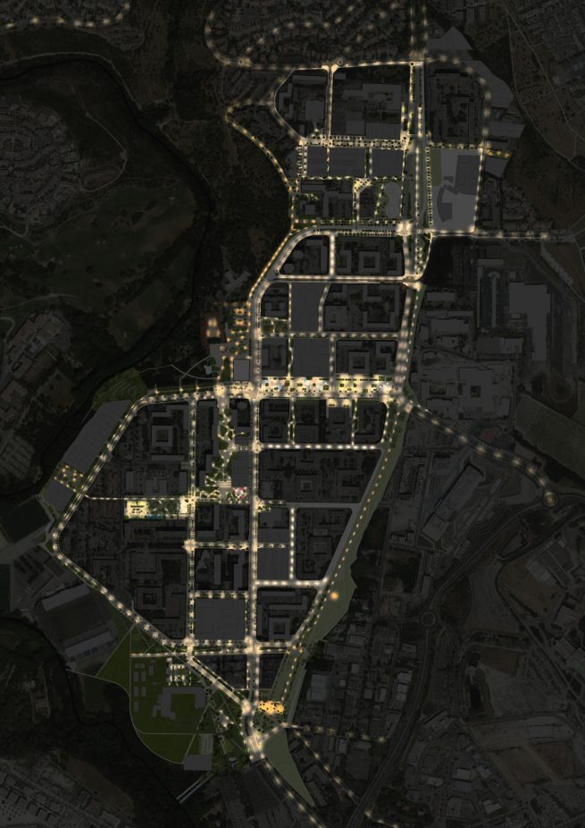 plan masse nuit du quartier de la mosson à montpellier