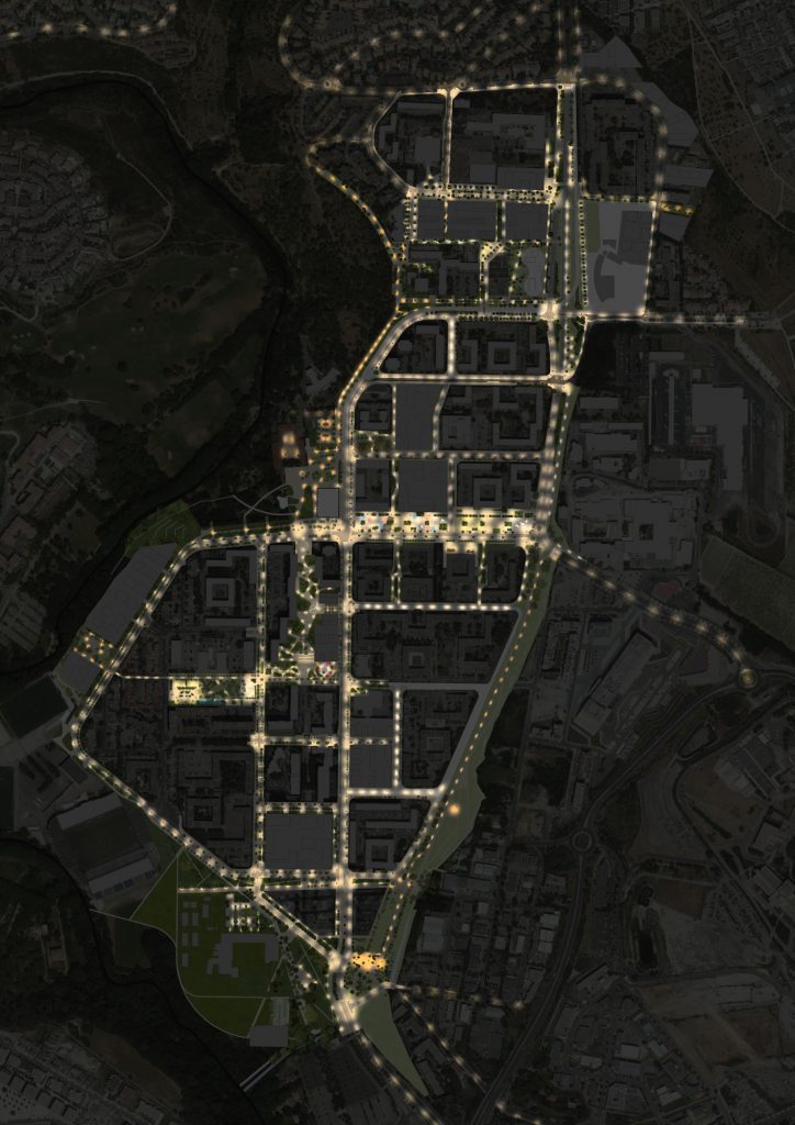 Plan-masse-nuit-général plan masse nuit du quartier de la mosson à montpellier