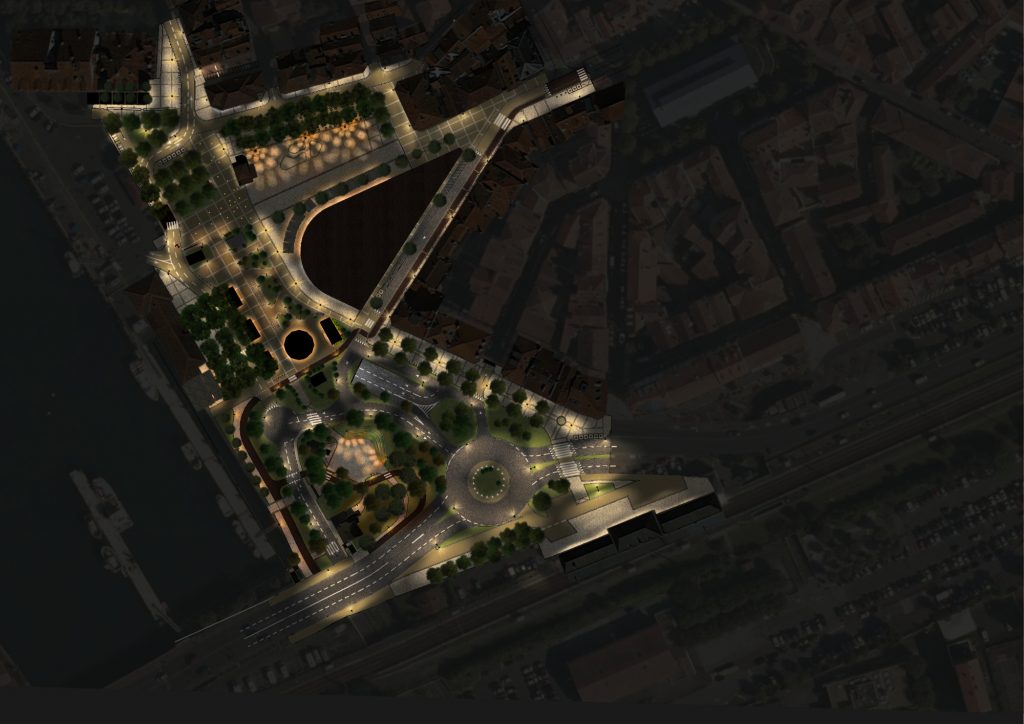 plan masse nuit de l'aménagement de l'îlot Foch à Saint-Jean-de-Luz