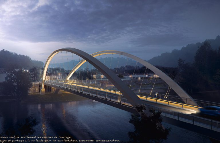 image de concours du pont de castelfranc de nuit avec éclairage de mise en valeur architectural